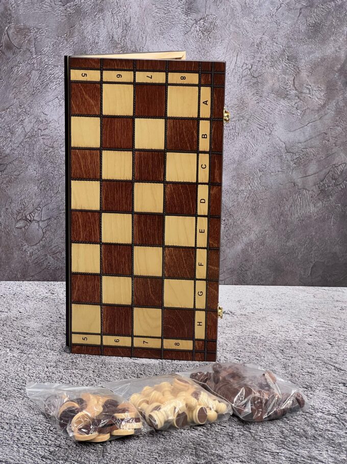 Игра 3в1 (шахматы, шашки, нарды) деревянные 45х23 см Артикул:W7725C