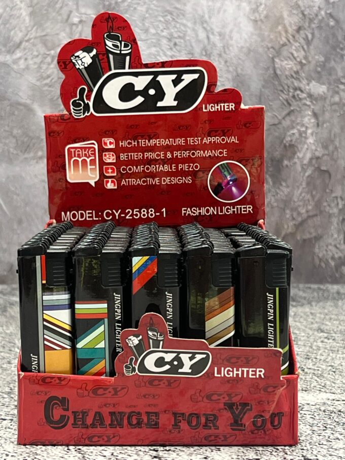 Газовая зажигалка турбо с фонарем (в блоке 50 шт) Артикул:CY-2588-1