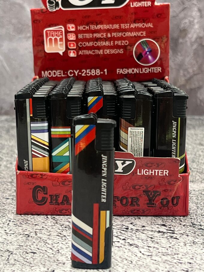 Газовая зажигалка турбо с фонарем (в блоке 50 шт) Артикул:CY-2588-1