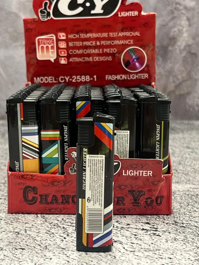 Газовая зажигалка турбо с фонарем (в блоке 50 шт) Артикул:CY-2588-1