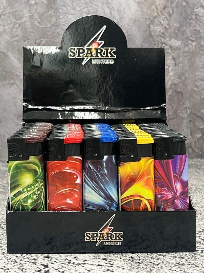 Газовая зажигалка турбо с фонарем (в блоке 50 шт) Артикул:Spark